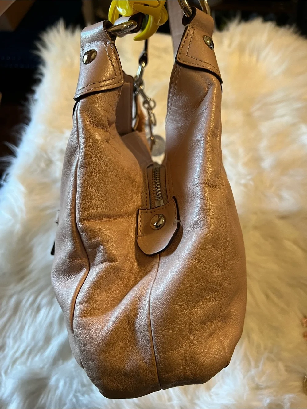 Coach Pebbled Leather Shoulder Bag in Blush Pink